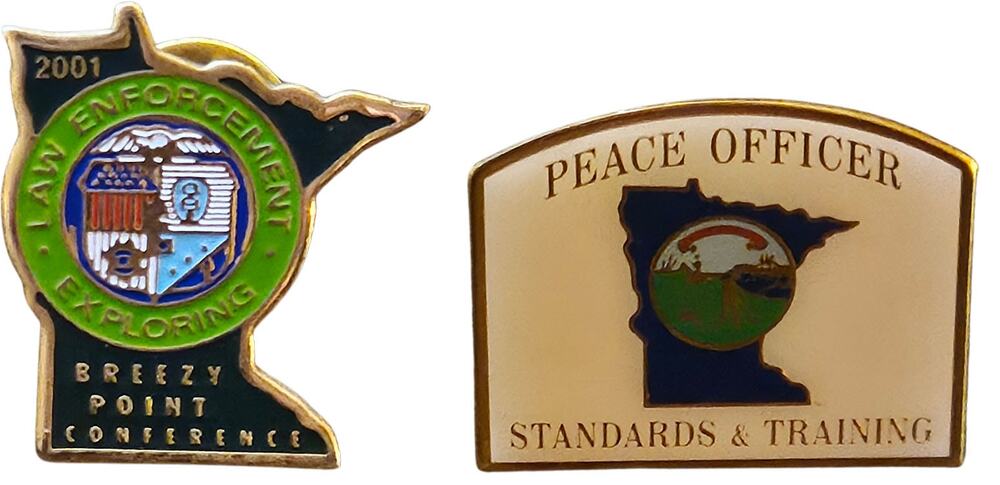 2 Minnesota Law Enforcement Lapel Pins: 2001 Breezy Point & Peace Officer POST
